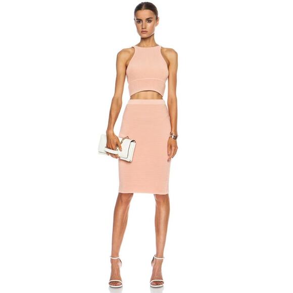 SIMKHAI Knit Rib Pencil Rayon-Blend Skirt Pink Small - Picture 1 of 6